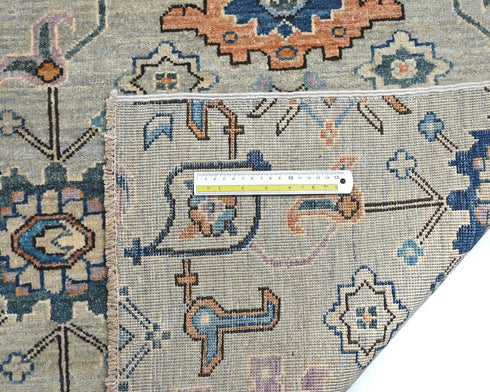 12 Ft Silver Gray Aryana Afghan Hand Knotted Veg Dye Wool Runner Rug
